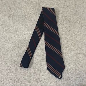 Brooks Brothers Makers All Silk Tie Navy,Gray & Maroon Stripe Woven In England